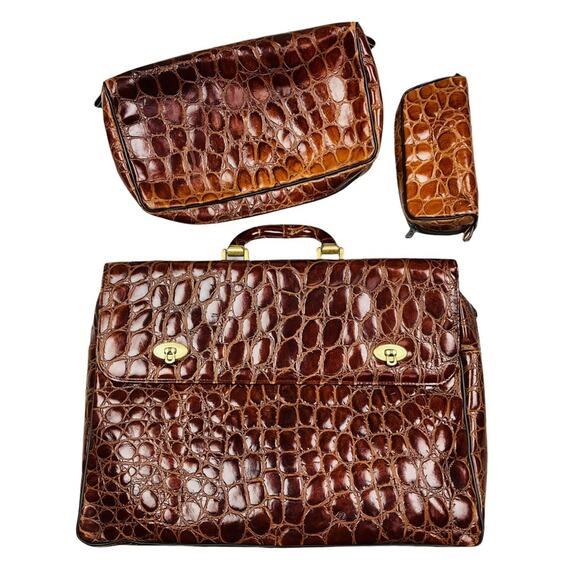 Rare Vintage Atelier Jeannette Leather Croc Embossed set made in Germany - Picture 1 of 16